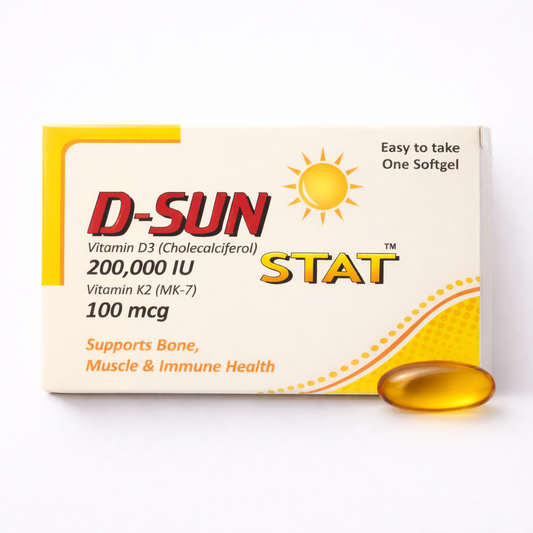 D-SUN STAT | High-Potency Vitamin D3 200,000 IU + K2 (MK-7) Softgels